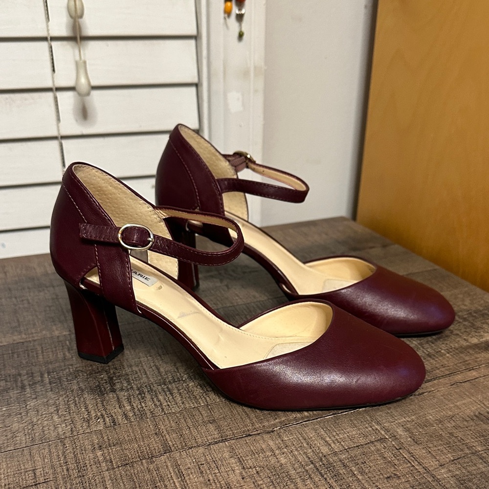 Alex Marie Maroon Block Heels